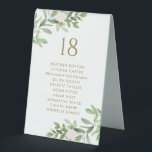 Greenery and White Flowers Gold Wedding Seating<br><div class="desc">Add a beautiful botanical accent to your tablescape with the customisable greenery table numbers card. It features watercolour illustrations of white flowers and greenery. Personalise this greenery seating card by adding your own details. These greenery table numbers are perfect for any event.</div>