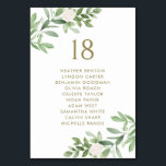 Greenery and White Flowers Gold Wedding Seating Table Number<br><div class="desc">Add a beautiful botanical accent to your tablescape with the customisable greenery table numbers card. It features watercolour illustrations of white flowers and greenery. Personalise this greenery seating card by adding your own details. These greenery table numbers are perfect for any event.</div>