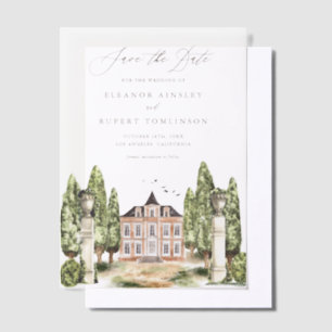 Greenery and White Flowers Gray Save the Date Vellum Invitations