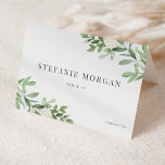 Greenery and White Flowers Wedding Place Card<br><div class="desc">Elevate your wedding reception with our customisable wedding place cards, designed to add a personal touch to your special day. They feature watercolor greenery and white flowers. Add your guests' names, their meal choice, the wedding date or a special message. Transform your reception tables into a stunning display of personalisation...</div>