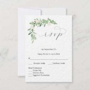 greenery and white RSVP Card