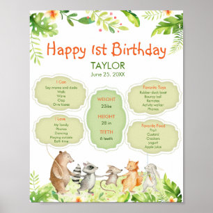 Greenery Animals Friends Party Happy Birthday Poster