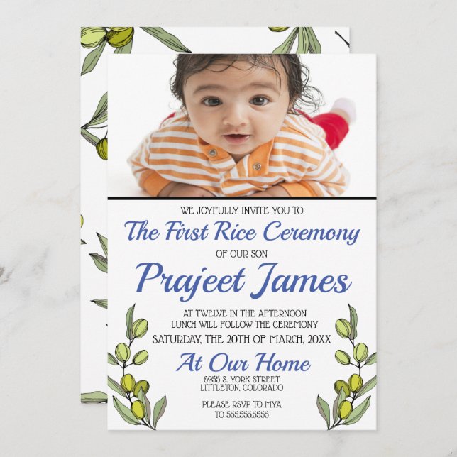 Greenery Annaprashan Invitation (Front/Back)