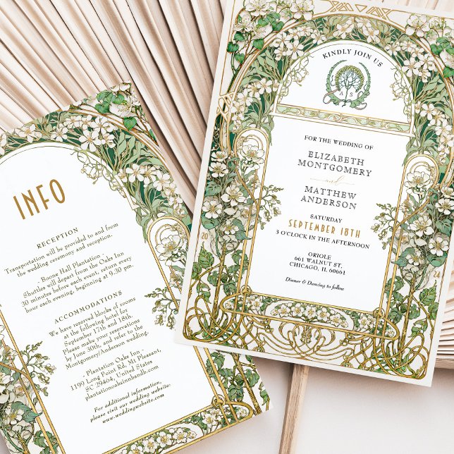 Greenery Art Nouveau Love Union Invitation (Creator Uploaded)