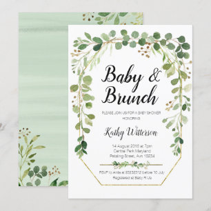 greenery baby brunch shower invitation