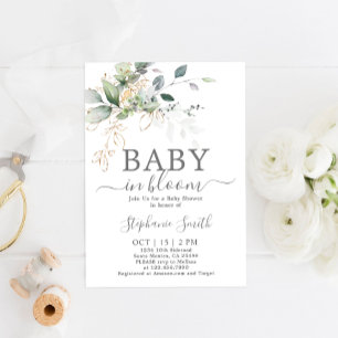 Greenery Baby in Bloom Baby Shower Invitation