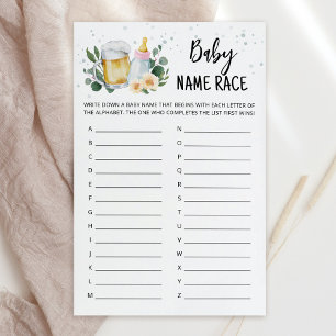 Greenery Baby Is Brewing Baby Name Race Game pink