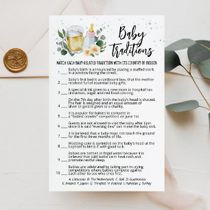 Greenery Baby Is Brewing Baby Traditions Game Pink