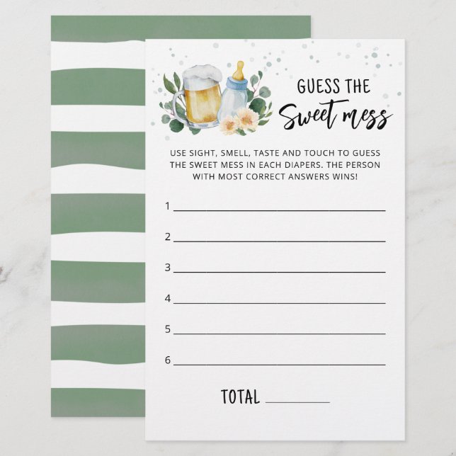 Greenery Baby Is Brewing Guess the Sweet Mess Game (Front/Back)