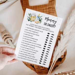 Greenery Baby Is Brewing Mummy Or Daddy Game Card