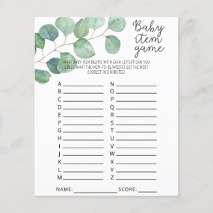 Greenery - Baby Item Game. Baby Shower Game