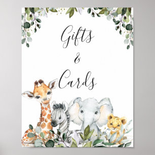 Greenery Baby Safari Animals with Lion Baby Shower Poster