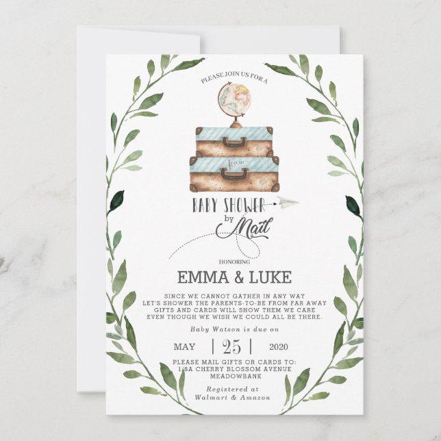 Greenery Baby Shower by Mail Long Distance Boy Invitation (Front)