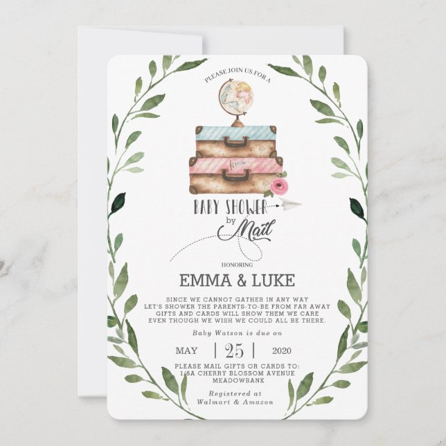 Greenery Baby Shower by Mail Long Distance Girl Invitation (Front)