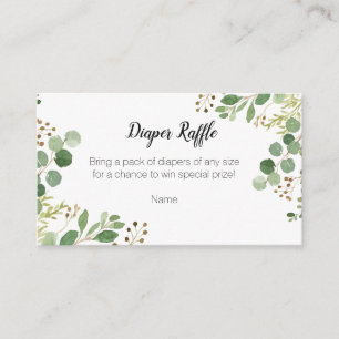 Greenery Baby Shower - Diaper Raffle Card