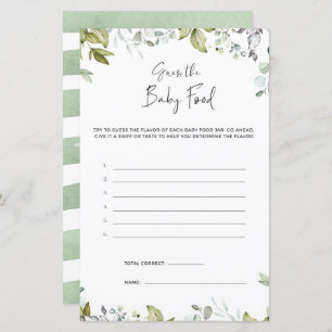 Greenery Baby Shower Game - Guess The Baby Food
