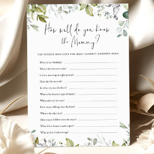 Greenery Baby Shower Game How Well Do You Know Mum