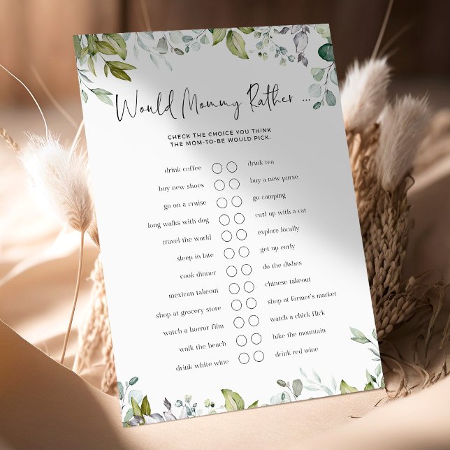 Greenery Baby Shower Game - Would Mummy Rather? (Creator Uploaded)