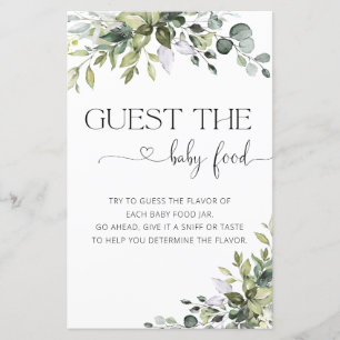 Greenery Baby Shower Guess the Baby Food Game