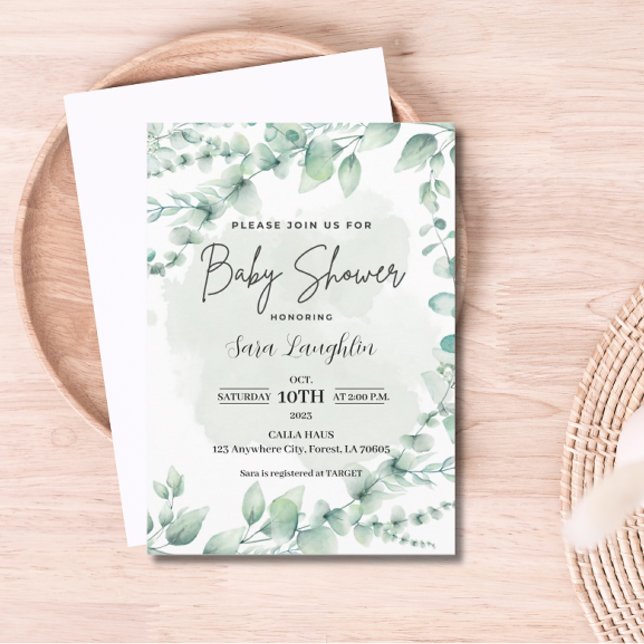 Greenery Baby Shower Invitation (Greenery Baby Shower Invite)