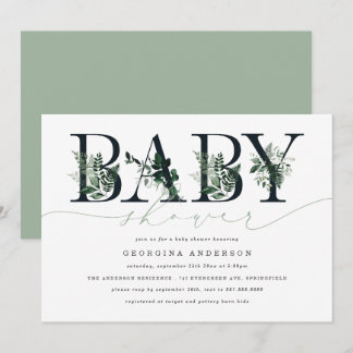 Greenery Baby Shower Invitation