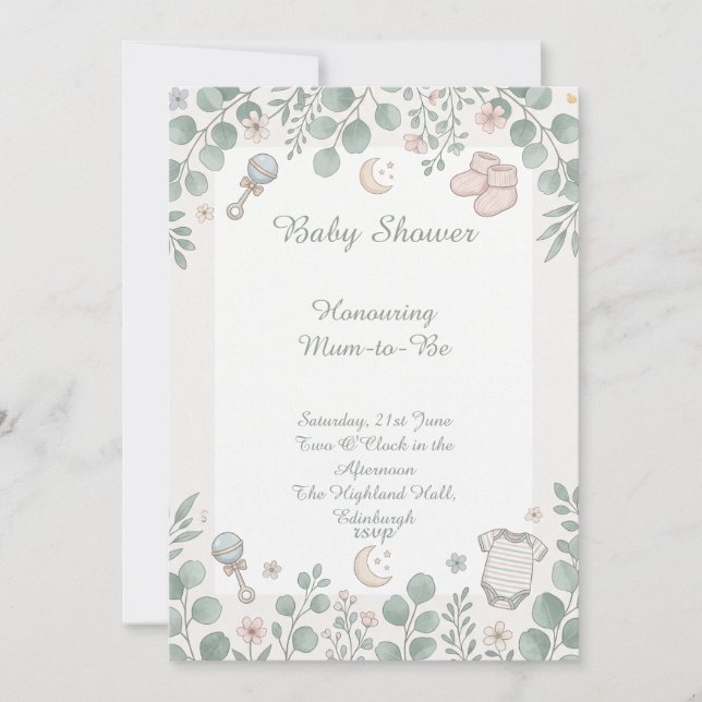 Greenery Baby Shower Invitation (Front)
