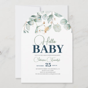Greenery Baby Shower Invitation, Eucalyptus flower Invitation