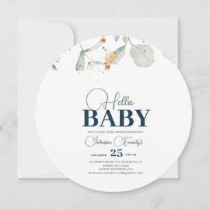 Greenery Baby Shower Invitation, Eucalyptus flower Save The Date