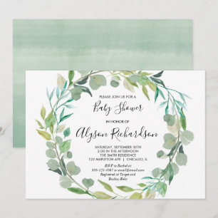 Greenery baby shower invitation, gender neutral invitation