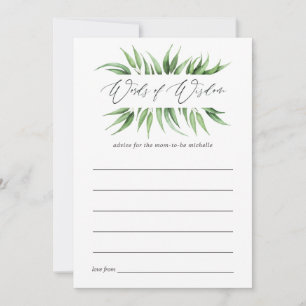 Greenery Baby Shower Mum Advice Card
