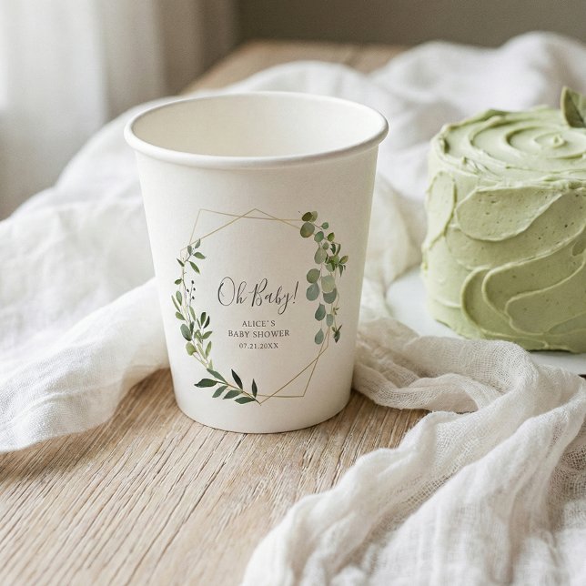 Greenery Baby Shower Paper Cups (Creator Uploaded)