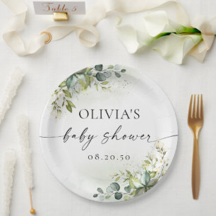 Greenery Baby Shower Paper Plate