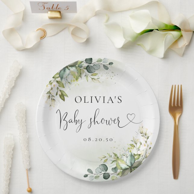 Greenery Baby Shower Paper Plate (Wedding)