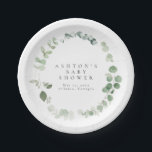 Greenery Baby Shower  Paper Plate<br><div class="desc">These are simple, elegant eucalyptus baby shower paper plates featuring watercolor greenery elements and a modern font. Edit all wording and all colours* on this wedding program template. * the colour of the watercolor greenery are not editable // For matching items, please visit the "ASHTON" collection in the Sincerely By...</div>