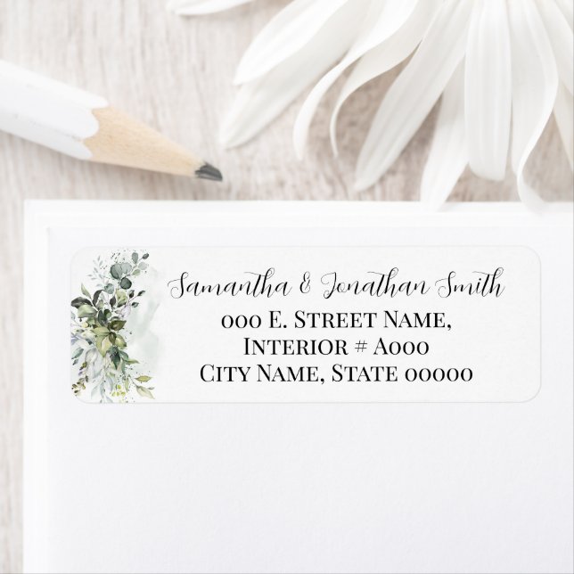 Greenery Baby Shower Return Address Label (Insitu)