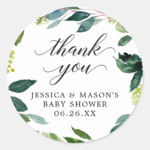 Greenery Baby Shower Thank You Favour Stickers