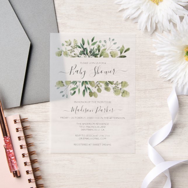 Greenery Baby Shower Vellum Invitations (Wedding)