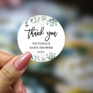 Greenery Baby Shower Welcome Classic Round Sticker