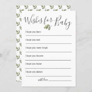 Greenery Baby Shower Wishes For Baby Invitation