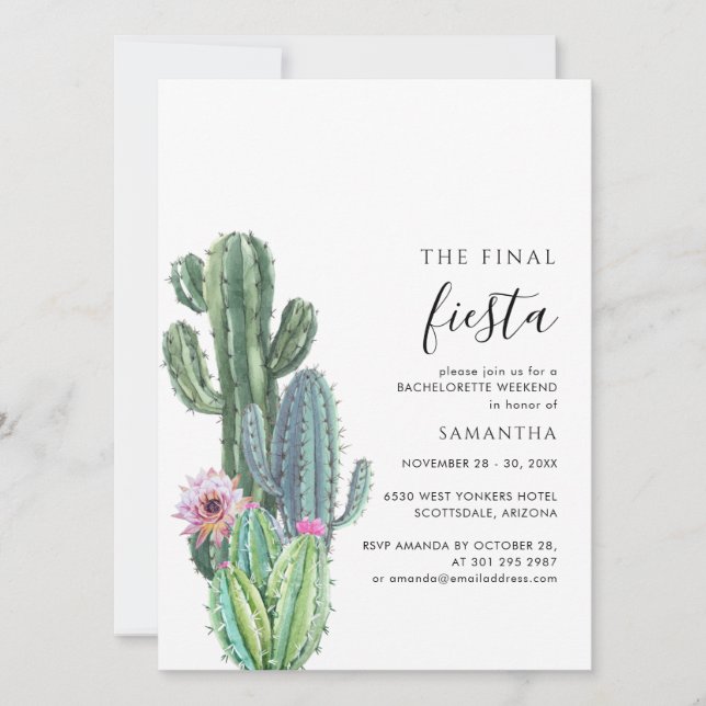 Greenery Bachelorette Weekend Party and Itinerary Invitation (Front)
