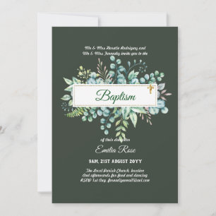 Greenery Baptism Bautizo Bautismo Christening Invi Invitation