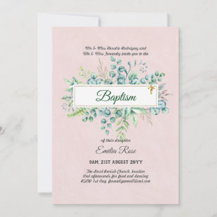 Greenery Baptism Bautizo Bautismo Christening Invi Invitation