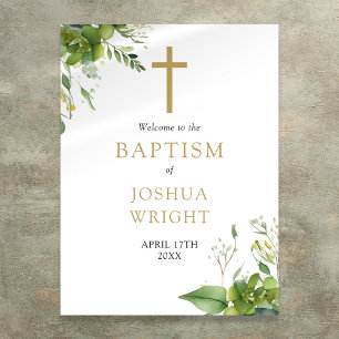 Greenery Baptism Christening Welcome Sign