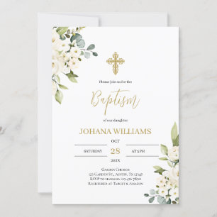 Greenery Baptism Invitation