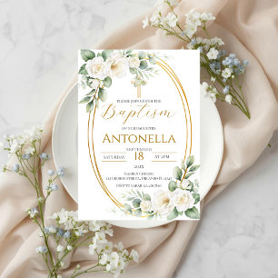 Greenery Baptism Invitation