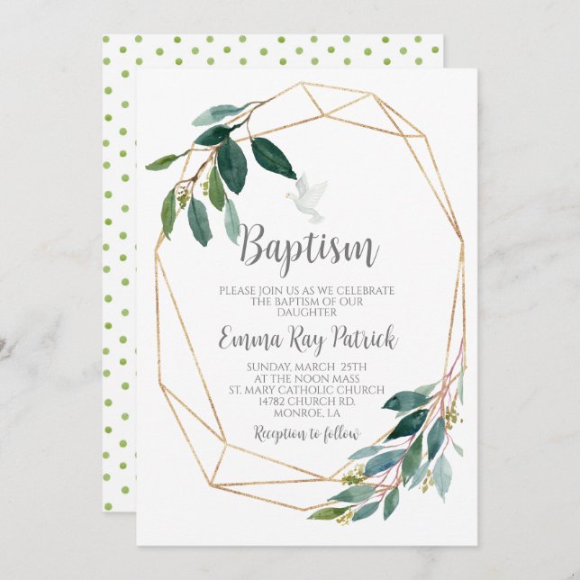 Greenery Baptism Invitation (Front/Back)