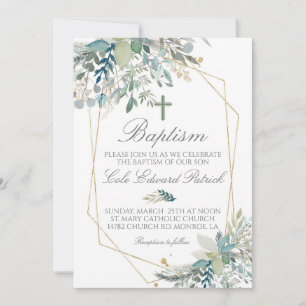 Greenery Baptism Invitation