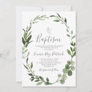Greenery Baptism Invitation