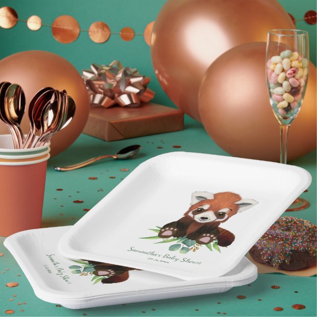 Greenery Bear Gender Neutral Baby Shower Paper Plate (Multi)