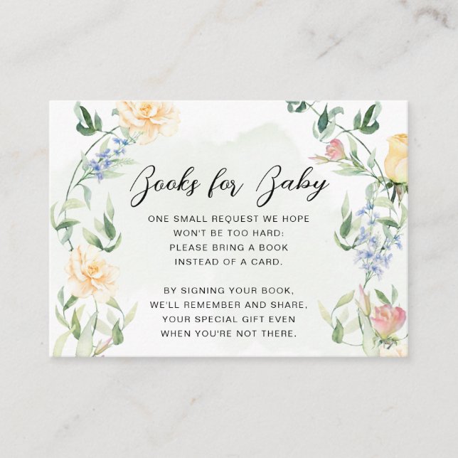 Greenery Bear Gender Neutral Floral Diaper Raffle  Enclosure Card (Front)